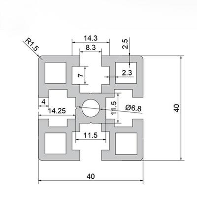 40*40GF Extruded Aluminum Profile Industrial square Tube Aluminum Alloy Profile Sandblasted Electrophoretic Profile
