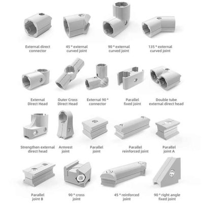 DYJ28-B03 Aluminum Lean Tube Material Connection 135 ° Internal Joint Aluminum Tube Support Bracket Fixing Component