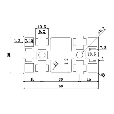 30*60GF Frame Extrusion T-Slot Industrial Aluminum Extruded Profiles